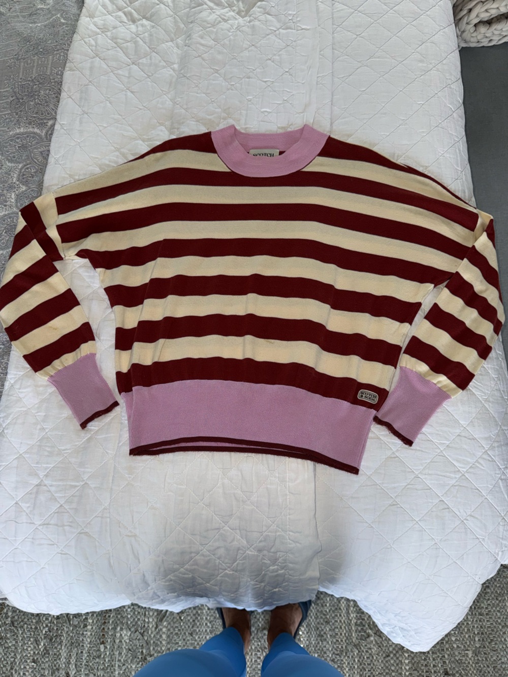 Scotch & Soda Pink, Burgundy & Cream Striped Sweater